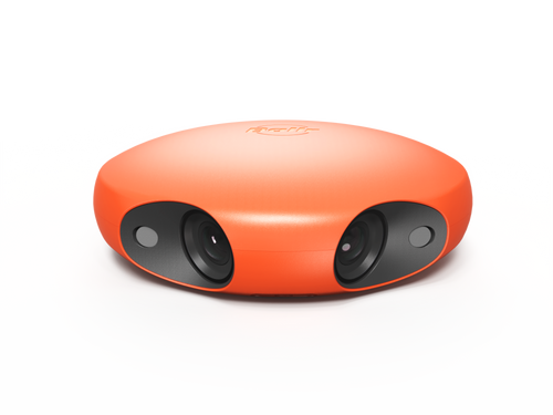 Ballr AI Sports Camera, dual-lens front view on a white background
