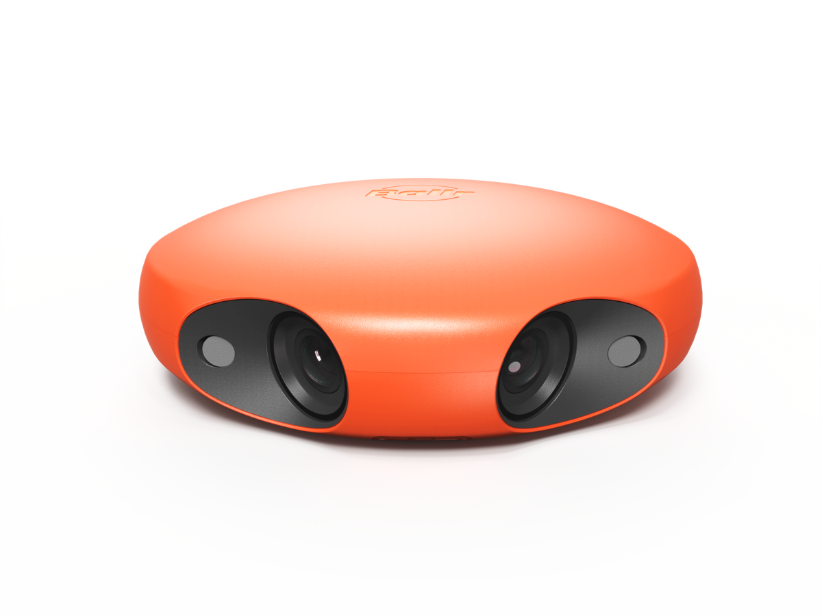 Ballr AI Sports Camera, dual-lens front view on a white background