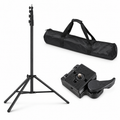 Three-piece set overview: one tripod, one carry bag and one quick-release adapter. Product images arranged at different scales; camera not included.